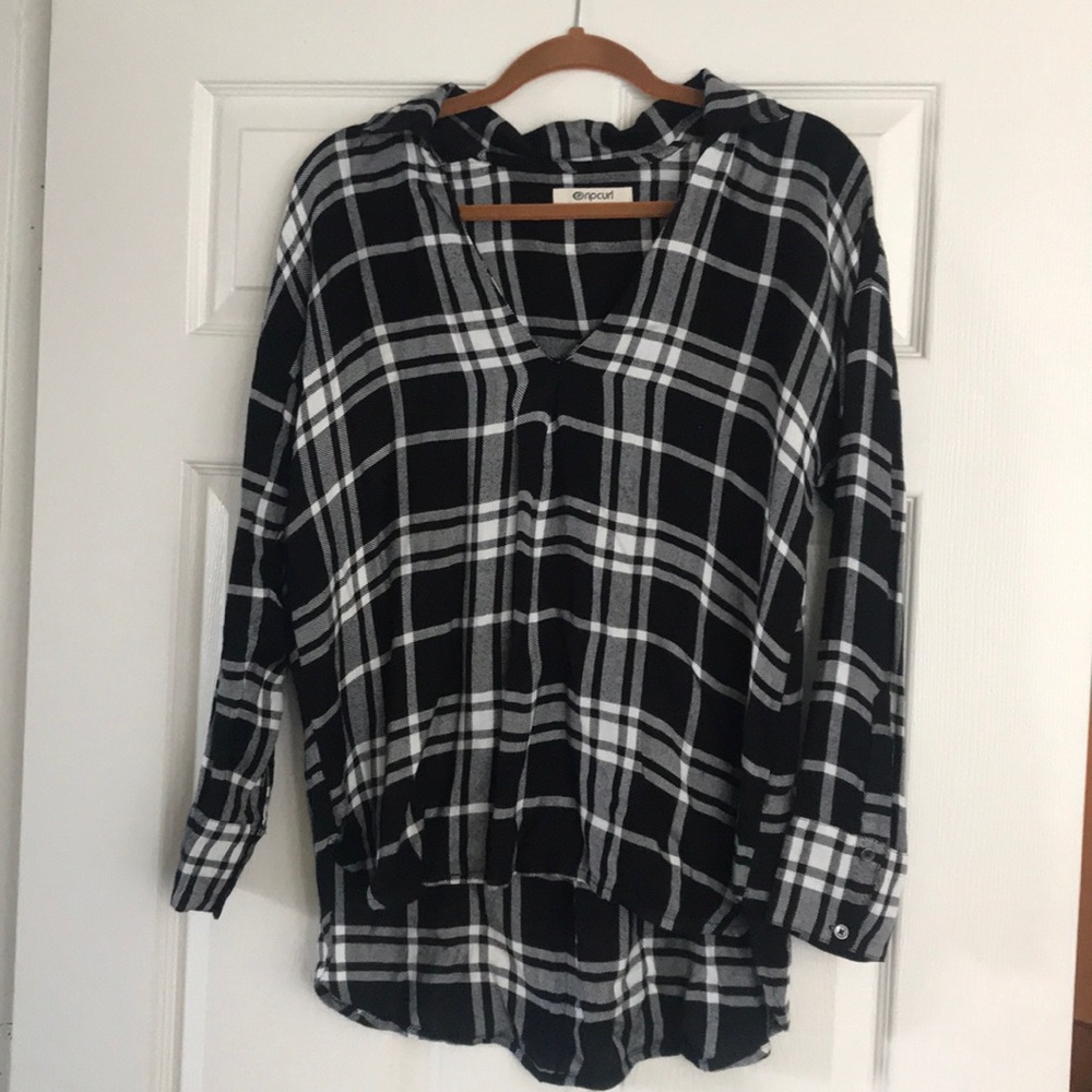 Rip curl black and white checkered flannel
